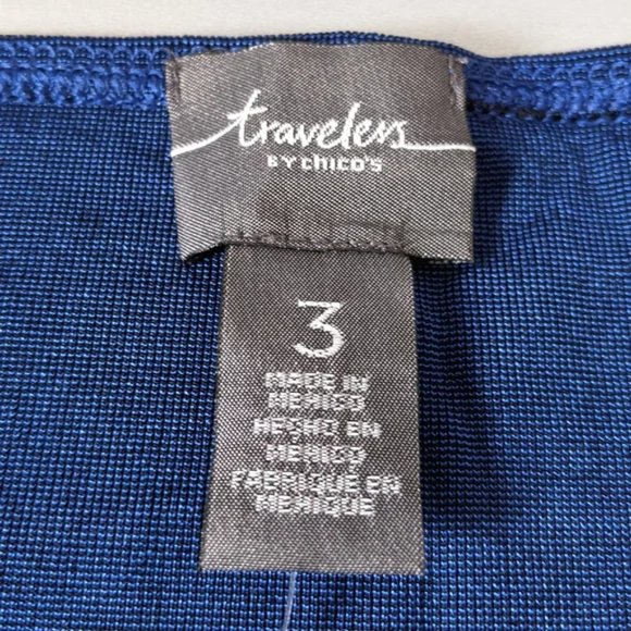 Chico's Travelers 3/4 Sleeve Square Neck Top, Navy Blue, XL - Picture 6 of 9